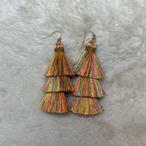 Multicolor long tassel earrings